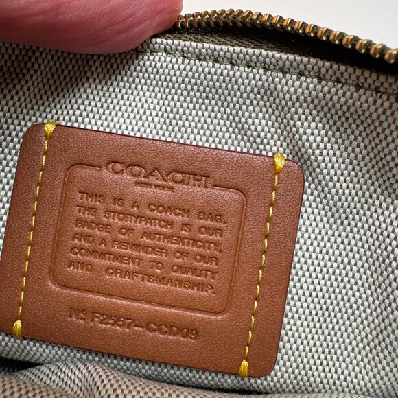 Coach Plaza Mini 18 Natural Grain Leather Shoulder Bag - Olive Green - Picture 7 of 7